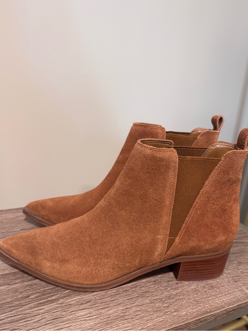 Marc Fisher Suede Ankle Booties in Cognac Brown